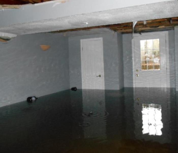 Photo of extreme flooding in a basement