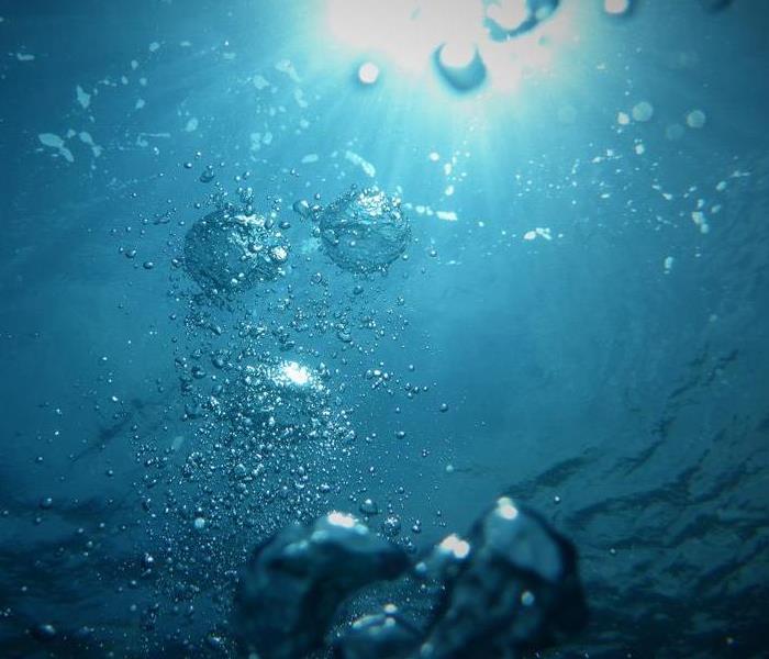 blue water with oxygen bubbles